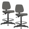 Kit 2 Cadeiras Caixa Alta Giratória Job Couro Sintético Cinza - Lyam Decor - 1