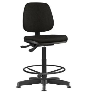 Cadeira Caixa Alta Giratória Job Couro Sintético Preto - Lyam Decor