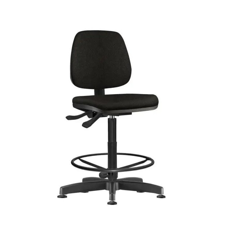Cadeira Caixa Alta Giratória Job Couro Sintético Preto - Lyam Decor
