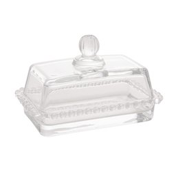 Manteigueira de Cristal Pearl Bolinha Transparente 17cm Wolff - 1