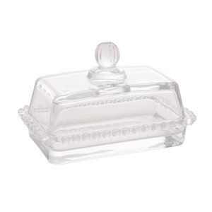 Manteigueira de Cristal Pearl Bolinha Transparente 17cm Wolff