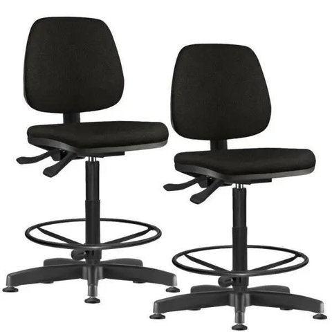 Kit 2 Cadeiras Caixa Alta Giratória Job Couro Sintético Preto - Lyam Decor