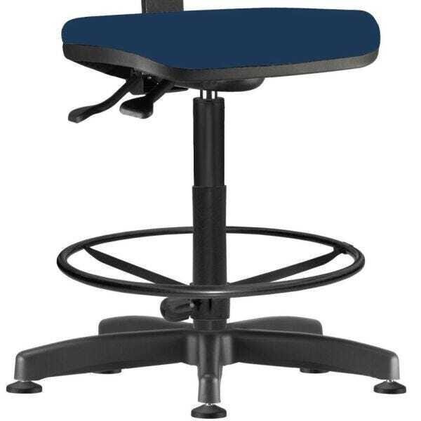 Cadeira Caixa Alta Giratória Job Crepe Azul Marinho - Lyam Decor - 3