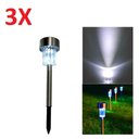 Ver imagem 2 de KIT 3 LUMINÁRIA SOLAR INOX JARDIM ESPETO BALIZADOR POSTE LED