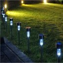 Ver imagem 3 de KIT 3 LUMINÁRIA SOLAR INOX JARDIM ESPETO BALIZADOR POSTE LED