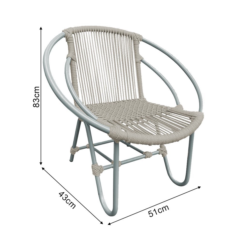 Cadeira Decorativa Julia em Corda Náutica e Base em Alumínio Cinza/areia - 4