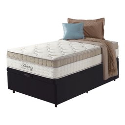 Cama Box Baú Solteiro King Preto + Colchão Molas Ensacadas Houston Pillow Inn 96x203x70cm - 1