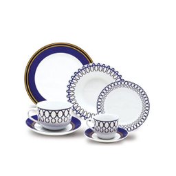 Aparelho de Jantar Porcelana Azul e Amarelo 42 Peças Class Home - 1