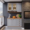 Ver imagem 3 de Cozinha Compacta Aspen 5 Portas 4 Gavetas com Vidro Cinza/Cinamomo - Fellicci