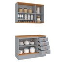 Ver imagem 4 de Cozinha Compacta Aspen 5 Portas 4 Gavetas com Vidro Cinza/Cinamomo - Fellicci