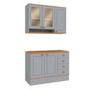 Ver imagem 1 de Cozinha Compacta Aspen 5 Portas 4 Gavetas com Vidro Cinza/Cinamomo - Fellicci
