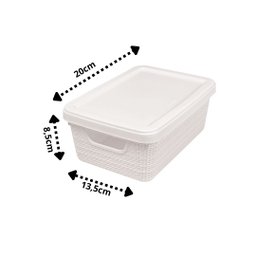 Cesto Organizador com Tampa Juta Plástico Branco Pequeno 1,8 Litros - Jaguar - 2