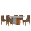 Ver imagem 2 de Mesa de Jantar Aspen 180cm Tampo Mdf e Vidro 6 Cadeiras Lisboa Veludo Capuccino/nat/off/serig. Off