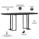 Ver imagem 4 de Mesa de Jantar 6 Lugares Retangular Orgânico com Vidro 180cm Pés Industrial Alina N01 Preto - Lyam D