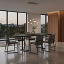 Ver imagem 2 de Mesa de Jantar 6 Lugares Retangular Orgânico com Vidro 180cm Pés Industrial Alina N01 Preto - Lyam D