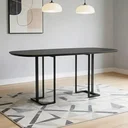 Ver imagem 1 de Mesa de Jantar 6 Lugares Retangular Orgânico com Vidro 180cm Pés Industrial Alina N01 Preto - Lyam D