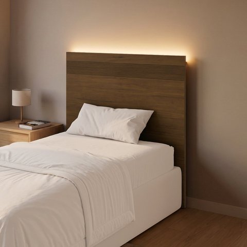 Painel Cabeceira Frisado Solteiro com LED 109x90cm