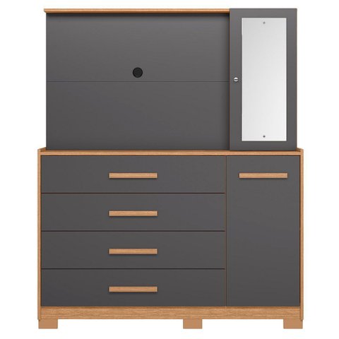 Cômoda com Painel para TV 43" 4 Gavetas 2 Portas Ilha Bela Freijó/Titanium
