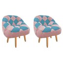 Ver imagem 1 de Kit 02 Poltrona Paloma Escritório Sala Pé Palito Suede Rosa Bebê e Suede Azul Turquesa - Dominic Dec