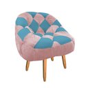 Ver imagem 3 de Kit 02 Poltrona Paloma Escritório Sala Pé Palito Suede Rosa Bebê e Suede Azul Turquesa - Dominic Dec