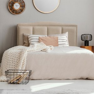 Cabeceira Estofada Paris 195cm Linho Bege