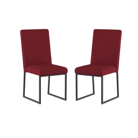 Kit 2 Cadeiras para Mesa de Jantar Base Industrial Preto Balaqui Cor:marsala