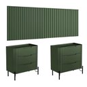 Ver imagem 4 de Conjunto Cabeceira King 360cm C/ 2 Mesas de Cabeceira em Mdf Cor:musgo com Preto