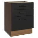 Ver imagem 1 de Balcão de Cozinha 60 cm 3 Gavetas (sem Tampo) Rustic/Preto Agata Madesa