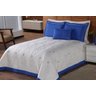 Colcha / Cobre Leito Cama Queen 150 Fios em Azul com Palha com 05 Peças - Cobre Leito Belle - 1