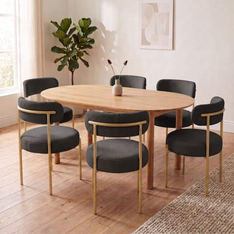 Cadeira Sala de Jantar Margara Kit 6 Base Aço Dourado Bouclê D03 - D'Rossi