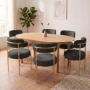 Ver imagem 1 de Cadeira Sala de Jantar Margara Kit 6 Base Aço Dourado Bouclê D03 - D'Rossi