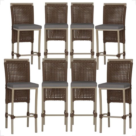 8 Banqueta em Alumínio Roma Fendi Corda Náutica Tecido 11