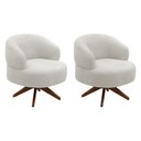 Ver imagem 1 de Kit 02 Poltronas Decorativas Orgânicas Living Have Base Giratória Bouclê Off White - Desk Design