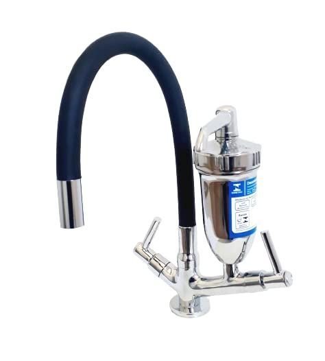 Torneira Pia Cozinha Mesa Preta Filtro Prata Gourmet Casagrande Mundial - 1