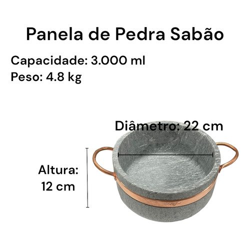 Jogo de Panelas de Pedra Sabão Tampa de Vidro 1,5 , 2, 3 e 4 Litros com Pegador Exclusivo - 5