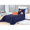 Ver imagem 1 de Colcha / Cobre Leito Cama Solteiro Azul Marinho em Algodão 150 fios com 4 peças - Cobre Leito
