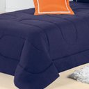 Ver imagem 3 de Colcha / Cobre Leito Cama Solteiro Azul Marinho em Algodão 150 fios com 4 peças - Cobre Leito