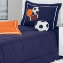 Ver imagem 2 de Colcha / Cobre Leito Cama Solteiro Azul Marinho em Algodão 150 fios com 4 peças - Cobre Leito