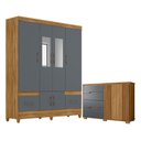 Ver imagem 1 de Guarda Roupa Casal Ms912 com Espelho e Cômoda Texas Freijó Cinza – Moval