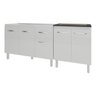 Armário Cozinha Gabinete Pia de 120 Cm Aline e Balcão Fran para Cooktop 4 Bocas Branco - 1