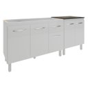 Ver imagem 4 de Armário Cozinha Gabinete Pia de 120 Cm Aline e Balcão Fran para Cooktop 4 Bocas Branco