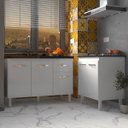 Ver imagem 2 de Armário Cozinha Gabinete Pia de 120 Cm Aline e Balcão Fran para Cooktop 4 Bocas Branco