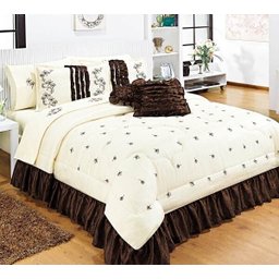 Cobre Leito Queen Renascence Tabaco Pequenas Flores com 7 peças - 1 Cobre Leito Queen Renascence Tabaco Pequenas Flores com 7 peças - 1
