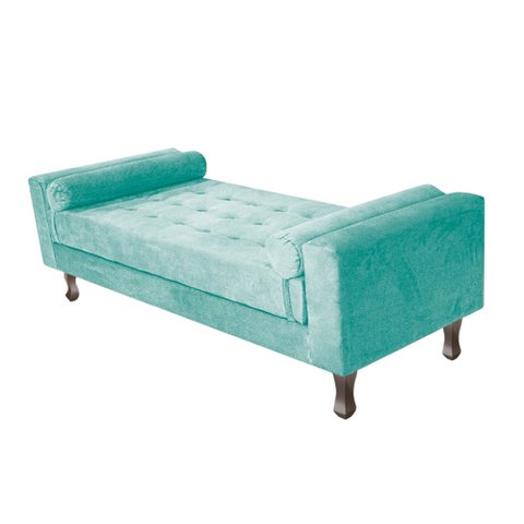 Recamier Baú Félix Solteiro 140 cm Suede - ADJ Decor - Azul Tiffany