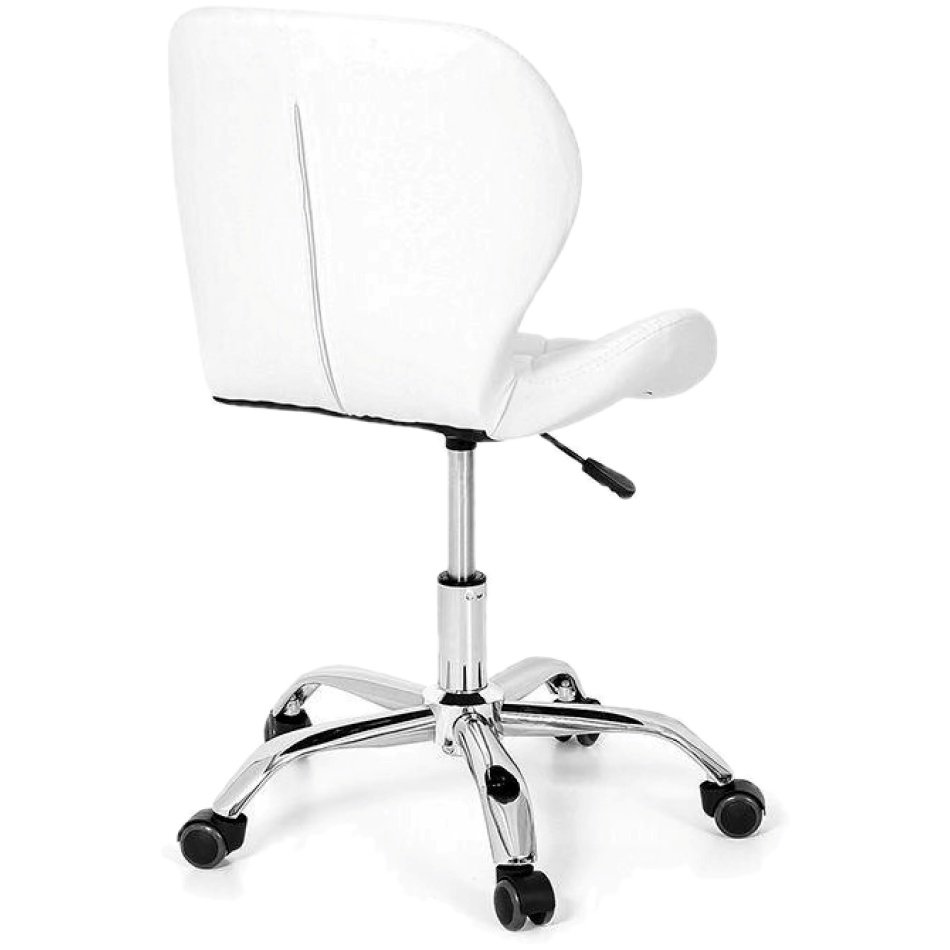 Cadeira Slim Office Estofada Base Giratória Cromada - Branco - 4