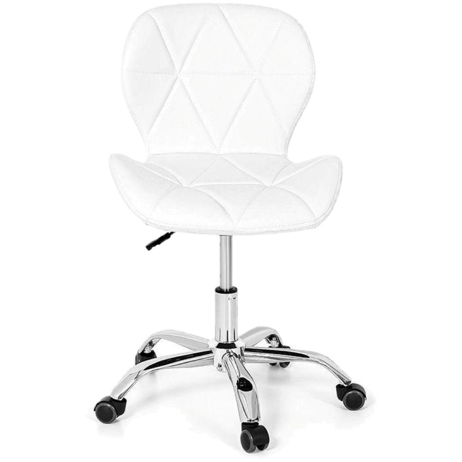 Cadeira Slim Office Estofada Base Giratória Cromada - Branco - 3