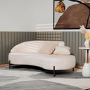 Ver imagem 1 de Sofá Curvo 3 Lugares 180cm Braço Dir. Thommy Pés Preto Linho Off White - Nexta Casa