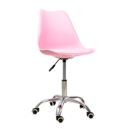 Cadeira Office Base Cromada com Rodizio Giratória Saarinen Rosa + E-book - 2