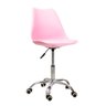 Cadeira Office Base Cromada com Rodizio Giratória Saarinen Rosa + E-book - 2