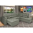 Ver imagem 1 de Sofa de Canto Retrátil e Reclinável com Molas Cama Inbox Platinum 3,00x2,36 Tecido Suede Cinza